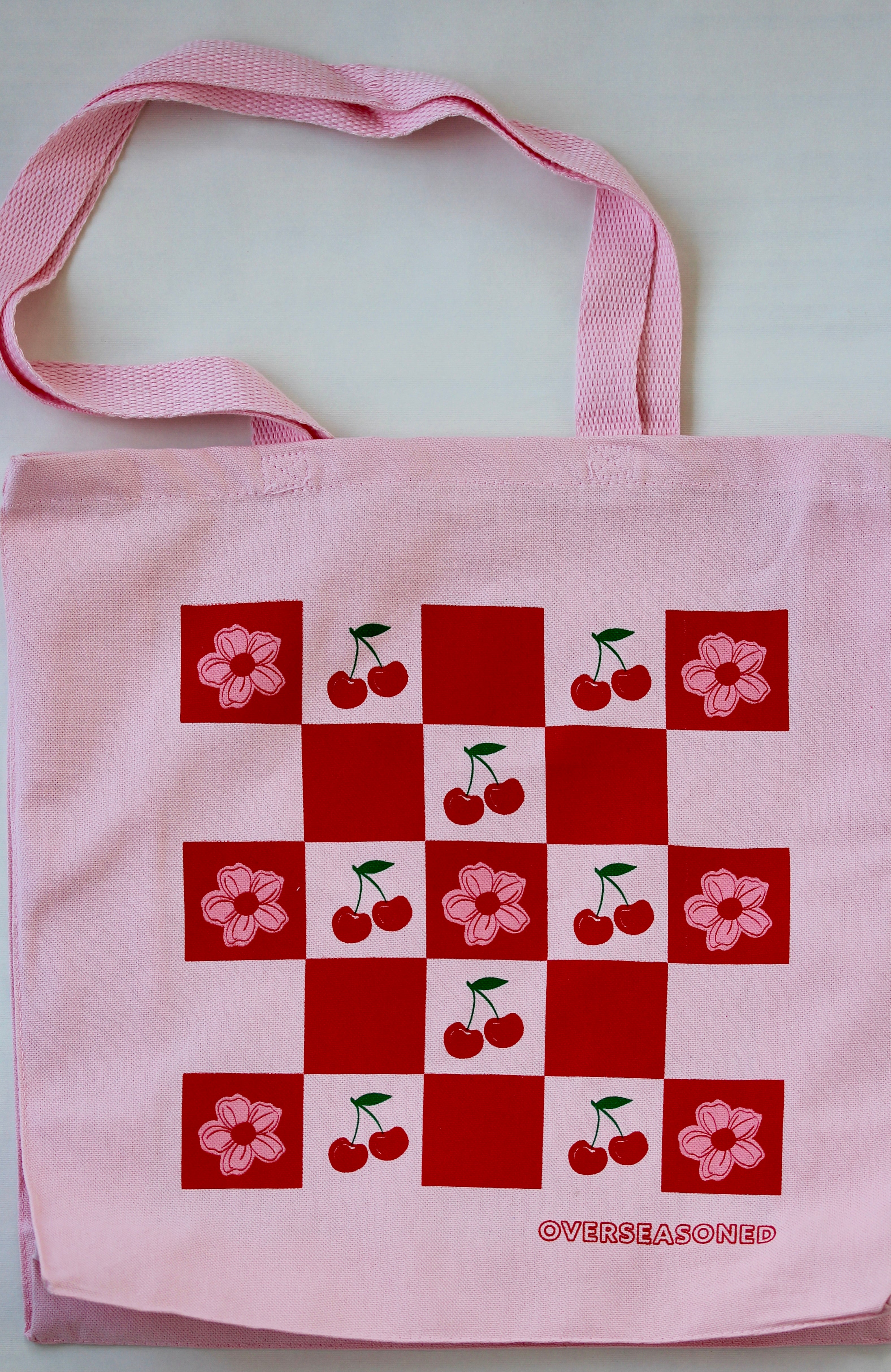Cherry picnic tote bag, cherries