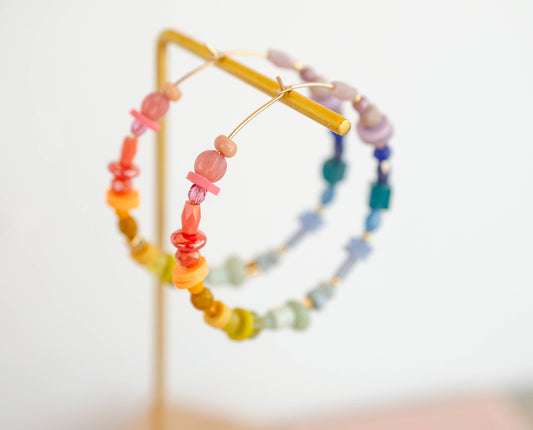 Jill Makes - Rainbow Beaded Large Hoop Earrings