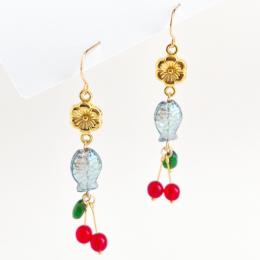 Yellow Dots Studio - Cherry, Fish, and Flowers Earrings