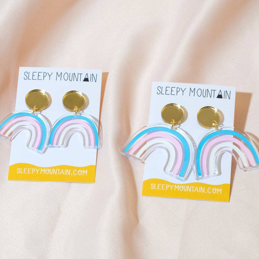 Sleepy Mountain - Pride Rainbows 🏳️‍🌈 - Transgender Rainbow Dangle Earrings: Regular