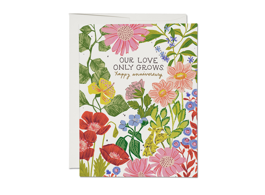 Red Cap Cards - Our Love Only Grows anniversary greeting card