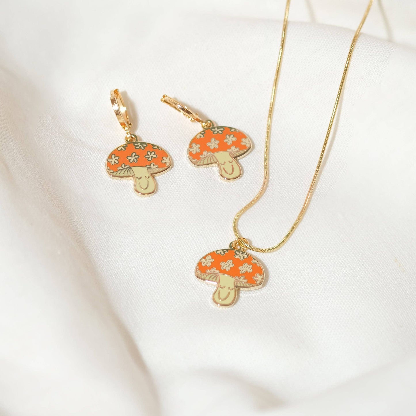 Happy Mushroom Huggie Hoop Earrings