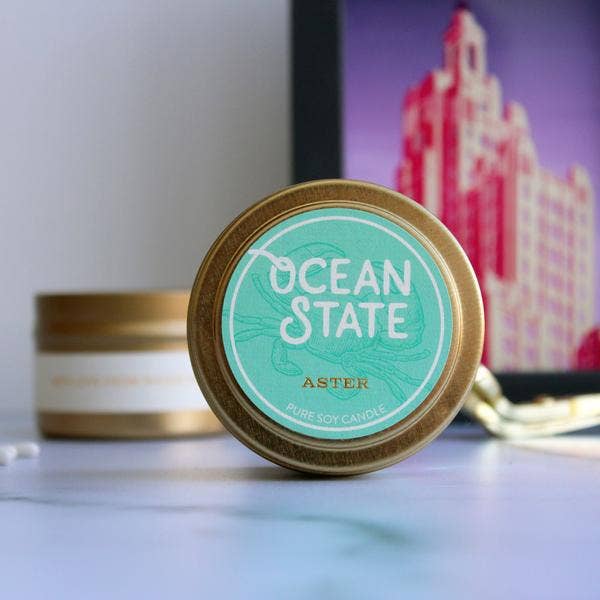 Ocean State Tin Candle 4oz- Aster Candle